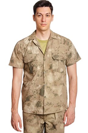 Jandarma Kamuflaj Renkli Kisa Kollu Cepli Taktik Gomlek Short Sleeve Camouflage