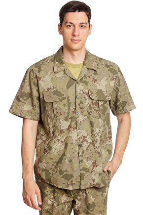 Kara Kuvvetleri Yeni Kamuflaj Renkli Kisa Kollu Taktik Gomlek Short Sleeve Camouflage