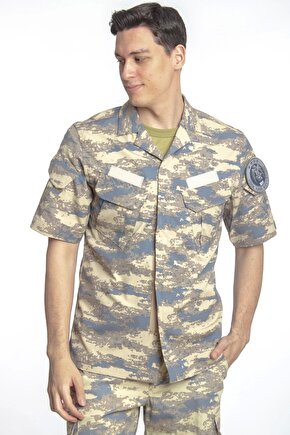 Hava Kuvvetleri Yeni Kamuflaj Renkli Kisa Kollu Taktik Askeri Gomlek Short Sleeve Camouflage