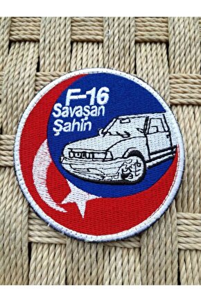 Kırmızı Zemin Beyaz Nakış Işlemeli F-16 Savaşan Şahin Patch Peç Arma