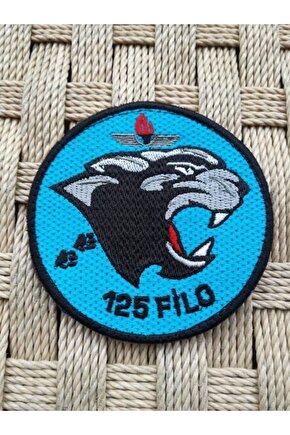 Mavi Zemin Nakış Işlemeli 125 Filo Patch Peç Arma