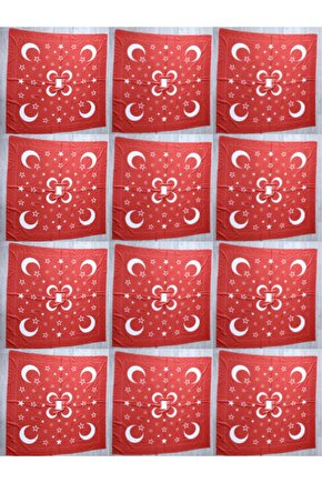 12 Adet Kırmızı Beyaz Ayyıldız Arkadaşlara Yarenlere Dağıtmak Için 100 X 100 Cm Asker Uğurlama Şalı
