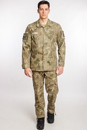 Kargo Cepli Kara Kuvvetleri Kamuflaj Renk Uzun Kollu Gomlek Ve Pantolon Takimi Camouflage