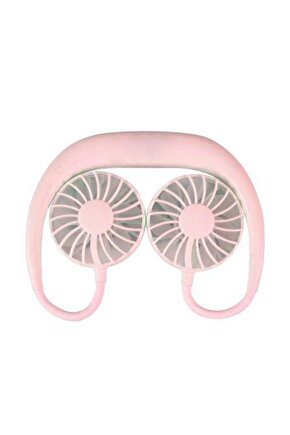 Giyilebilir Kablosuz Şarjlı Taşınabilir Mini Fan Vantilatör Pembe