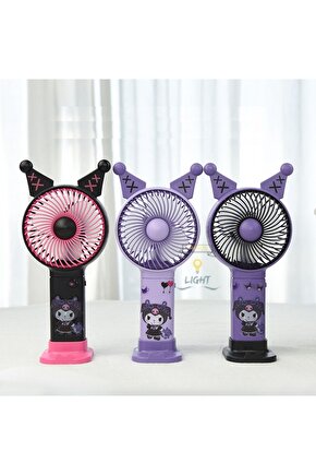ÇOÇUKLAR İÇİN ŞARJLI EL FANI KUROMİ FİGÜR YAPIŞTIRMALI VANTİLATÖR SERİNLETİCİ TAŞINABİLİR FAN