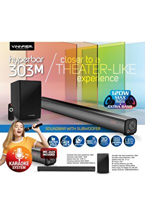 SOUND BAR BLUETOOTH LU SD KART USB AUX GİRİŞLİ FM RADYOLU SUBWOOFER HOPARLÖR