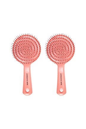Üç Boyutlu Oval Saç Fırçası Pembe x 2