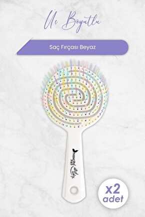 Üç Boyutlu Saç Fırçası Beyaz x 2 Adet