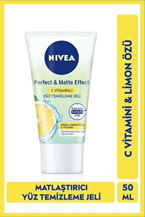 Yüz Temizleme Jeli Perfect&matte 50ml, C Vitamini, Limon Özü, Matlaştırıcı Etki, Parlama Kontr