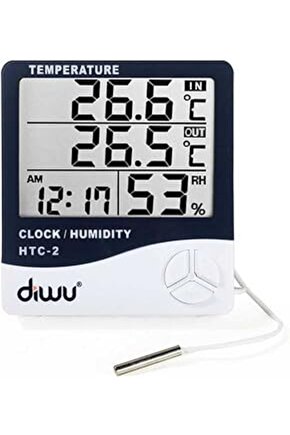 Derik HTC-2 Problu Termometre Nem Ölçer Saat Takvim YENİ 1122015