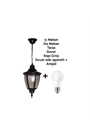 Askı Aparatlı Iç Mekan Dış Mekan Teras Duvar Kapı Girişi Duvar Aplik Siyah