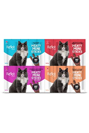 Plus Mini Mix Somonlu & Kuzulu & Biftekli & Kısır Tavuklu Kedi Ödülleri 20 x 2 Gr