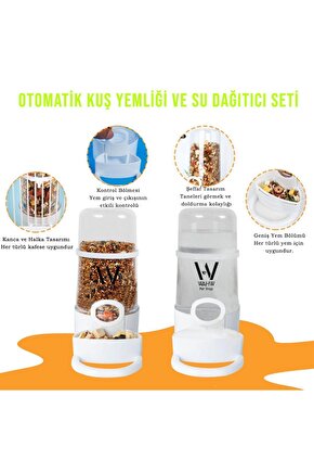 2 Adet Kuş Kafesi Su Içme Ve Besleme Silo Suluk, Mamalık, 300gr Yem Ve 400gr Su Kapasiteli