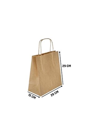 Kraft Kâğıt Poşet (29x15x29 Cm) Burgu Saplı Kâğıt Torba (25 Adet) Kâğıt Çanta