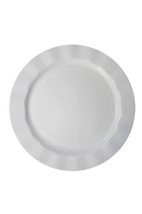 Parti Beyaz Renk Lüks Plastik Mika Yuvarlak Tabak 26 Cm 6 Adet