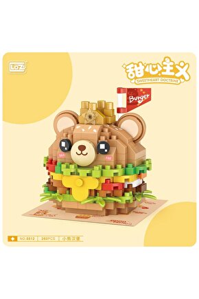 Mikro Blok Burger Pasta 260 Parça - Lego Setleri - Loz Mini Lego - Pasta Lego - Loz Lego - Mikro Blo