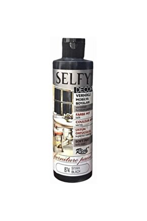 Selfy Decor Siyah Kendinden Vernikli Mobilya Boyası 240 Cc