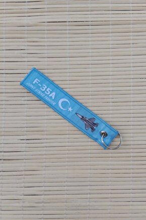 F-35 A Remove Before Flight Yazili Mavi Nakis islemeli Bez Anahtarlik