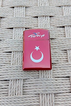 Kirmizi Renkli Turkiye Yazili Bayrak Desenli Tasli Cakmak
