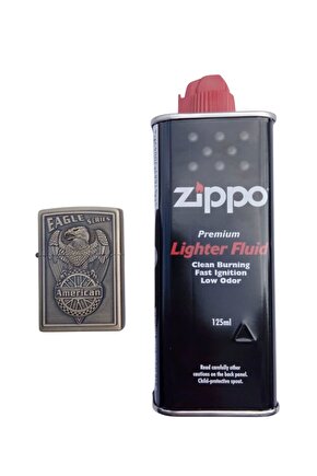 Eagle Series American yazili kabartmali premium zippo Cakmak