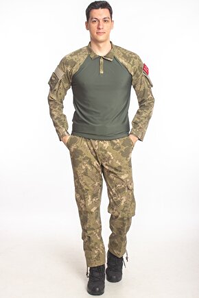 Kara Kuvvetleri Piyade Kamuflaj Renkli Uzun Kollu Orjinal Taktik Combat T-shirt