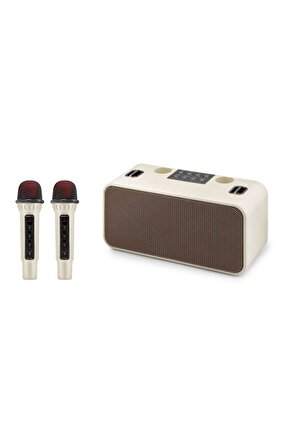 186PRO ÇİFT MİKROFONLU BLUETOOTH SPEAKER KABLOSUZ ŞARJLI KARAOKE HOPARLÖR