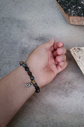 Kaplan Gözü Taşı Hematit Taşı Oniks Taşı Bileklik Doğal Taş Bileklik Cesaret Bileklik Güç Bileklik
