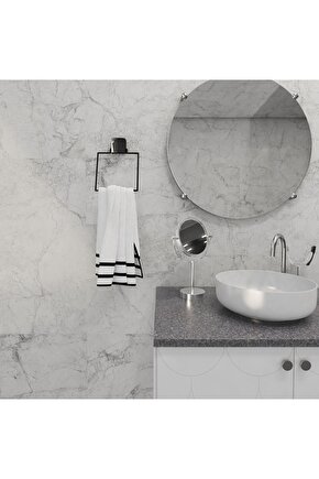 Dekoratif Yapıştırmalı Banyo- Mutfak Metal Kare Havluluk Askı Siyah Vidasız Pratik Montaj Dc-5060