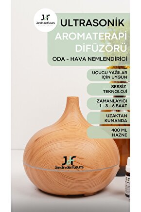 Ultrasonik Aromaterapi Difüzörü 440 ml - Uzaktan Kumandalı, LED Lambalı, Oda & Hava Nemlendiricisi