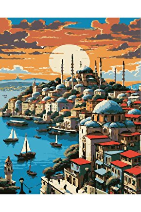 Sayılarla Boyama Kasnaklı Tablo Seti Fırça Boya Dahil 40x50 İstanbul