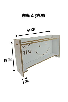 Dekoratif Modem-Wifi Saklama Kutusu Beyaz Duvara Asılabilir 45 x 25 x 10 CM