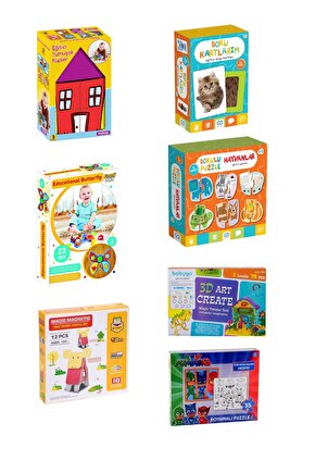 Eğitici Öğretici Set Puzzle Yapboz Bebek Çocuk 7li Set