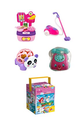 Pembe Oyuncak Yemek, Mutfak, Ev Seti Prenseslere Özel 5li Set
