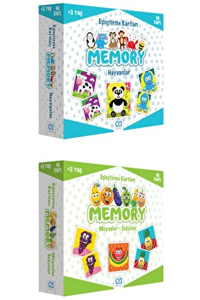Hayvanlar - Meyve Sebze 2li Eşleştirme Kartları Memory Set