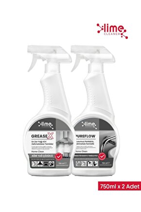 PureFlow Armatür Banyo Temizleyici Kireç Sökücü ve GreaseX Güçlü Yağ Çözücü Sprey 2li Paket Avantaj
