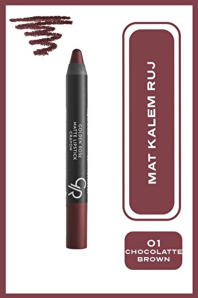 Matte Lipstick Crayon No: 01 Chocolate Brown - Mat Kalem Ruj