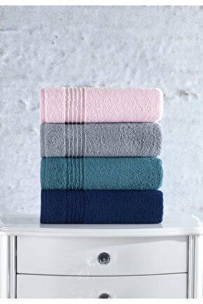 4760-cb Havlu Setı Plump 4lu Armurlu V-2 (GRI-LACIVERT-PEMBE-MAVI)
