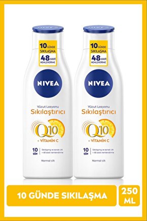 Q10 Sıkılaştırıcı Vücut Losyonu 250ml, 7 Günde Sıkılaştırıcı, C Vitamini, Nemlendirici, X2 Adet