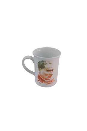 Turuncu Renkli Ataturk Resimli imzali Ozel Tasarim Kupa Bardak