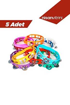 5 Adet Plastik Zilli Kına Tefi - Defi Karışık Renk Tef