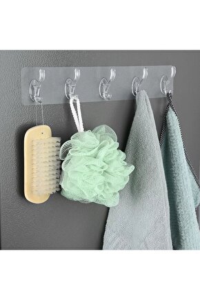 Askı Şeffaf Süper Yapışkan Askı Banyo, Mutfak Düzenleyici Askı Pratik Yapışkanlı Dayanıklı 5li