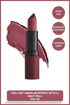 Velvet Matte Lipstick No: 12 Rose - Mat Ruj