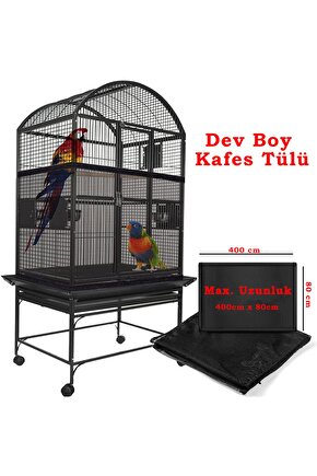 Dev Boy Kuş Kafesi Örtüsü Tülü, Papağanlar için, Kuş kafesi, Koruyucu file, 400 genişlik 80cm