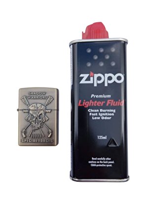 Shadow Warriors Special Forces Yazili kabartmali zippo Cakmak