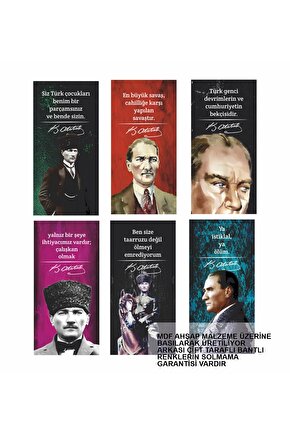 Atatürk sözleri yazılı 6 parça mdf ahşap tablo poster seti