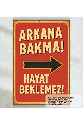 arkana bakma. kişisel gelişim psikoloji motivasyon sözleri duvar yazıları retro ahşap poster tablo