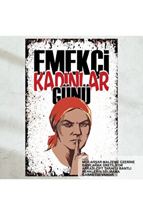 kadınlar günü değil emekçi kadınlar günü retro ahşap poster
