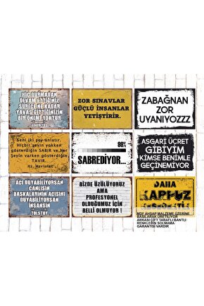 9 Parça Karışık Yazılı Ahşap Tablo Seti eğlenceli esprili komik kamyon arkası sözler duvar yazıları