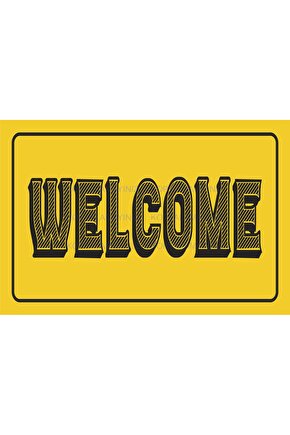 welcome hoşgeldiniz kapı tabela pano dekorasyon tablo retro ahşap poster