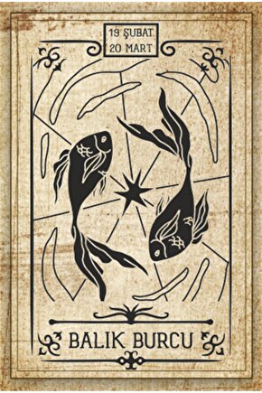 Balık Burcu Astroloji Burç Retro Ahşap Poster